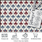 Minimal Red Blue Folk Motif Seamless Pattern Digital Print Fabric by the Metre UK Sewing Quilting Textile