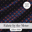 Dark Red Blue Ornate Floral Damask Seamless Pattern Digital Print Fabric by the Metre UK Sewing Quilting Textile