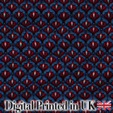 Dark Red Blue Ornate Floral Damask Seamless Pattern Digital Print Fabric by the Metre UK Sewing Quilting Textile
