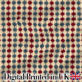 Vintage Red Blue Vertical Wave Motif Seamless Pattern Digital Print Fabric by the Metre UK Sewing Quilting Textile