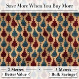 Classic Red Blue Leaf Tile Repeat Seamless Pattern Digital Print Fabric by the Metre UK Sewing Quilting Textile