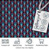 Elegant Red Blue Diamond Floral Seamless Pattern Digital Print Fabric by the Metre UK Sewing Quilting Textile