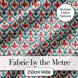 Soft Red Blue Botanical Leaf Repeat Seamless Pattern Digital Print Fabric by the Metre UK Sewing Quilting Textile