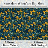 Floral Ribbon and Bow Pattern with Yellow Flowers Seamless Design Digital Print Fabric by the Metre UK Sewing Quilting Textile