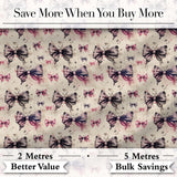 Vintage Butterfly and Bow Sketch Pattern with Grunge Background Seamless Digital Print Fabric by the Metre UK Sewing Quilting Textile