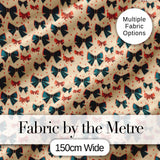 Bow Tie Pattern with Polka Dots in Teal and Coral Seamless Digital Print Fabric by the Metre UK Sewing Quilting Textile