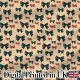 Bow Tie Pattern with Polka Dots in Teal and Coral Seamless Digital Print Fabric by the Metre UK Sewing Quilting Textile