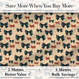 Bow Tie Pattern with Polka Dots in Teal and Coral Seamless Digital Print Fabric by the Metre UK Sewing Quilting Textile