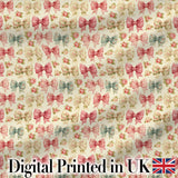 Shabby Chic Floral Bow Pattern with Roses in Pastel Pink Seamless Digital Print Fabric by the Metre UK Sewing Quilting Textile