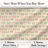 Soft Pastel Bow Pattern in Peach Mint and Cream Seamless Digital Print Fabric by the Metre UK Sewing Quilting Textile