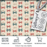 Vintage Inspired Bow Pattern in Pink Blue and Cream Seamless Digital Print Fabric by the Metre UK Sewing Quilting Textile