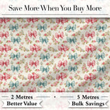 Shabby Chic Floral Bow Pattern in Pink and Blue Pastel Tones Seamless Design Digital Print Fabric by the Metre UK Sewing Quilting Textile