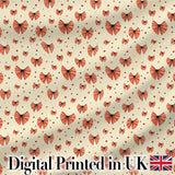 Cute Heart Shaped Bow Pattern in Coral and Black Seamless Design Digital Print Fabric by the Metre UK Sewing Quilting Textile