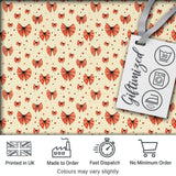 Cute Heart Shaped Bow Pattern in Coral and Black Seamless Design Digital Print Fabric by the Metre UK Sewing Quilting Textile