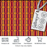 Warm Tribal Geometric Pattern in Red Gold and Orange Seamless Design Digital Print Fabric by the Metre UK Sewing Quilting Textile