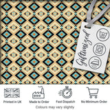 Mid Century Diamond Pattern in Blue Beige and Black Seamless Design Digital Print Fabric by the Metre UK Sewing Quilting Textile