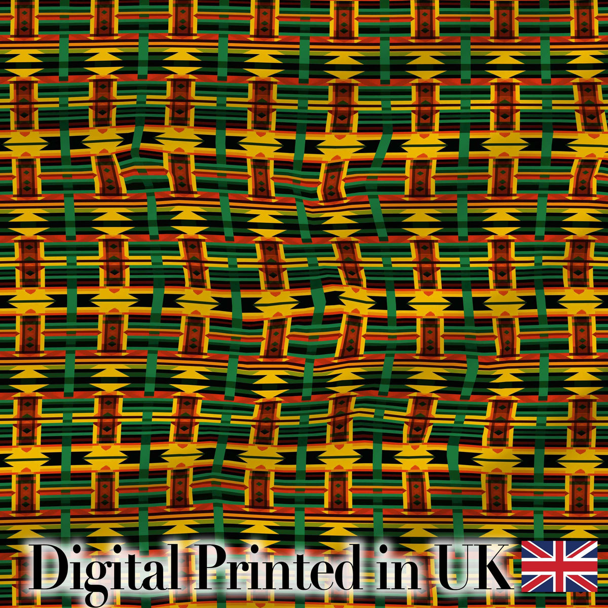 Bold African Inspired Stripe Pattern in Green Yellow and Red Seamless Design Digital Print Fabric by the Metre UK Sewing Quilting Textile