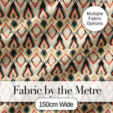 Geometric Diamond Pattern in Beige Orange and Teal Seamless Pattern Digital Print Fabric by the Metre UK Sewing Quilting Textile