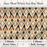 Geometric Diamond Pattern in Beige Orange and Teal Seamless Pattern Digital Print Fabric by the Metre UK Sewing Quilting Textile