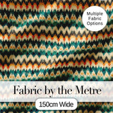 Abstract Watercolor Stripe Pattern in Teal Orange and Cream Seamless Pattern Digital Print Fabric by the Metre UK Sewing Quilting Textile