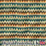 Abstract Watercolor Stripe Pattern in Teal Orange and Cream Seamless Pattern Digital Print Fabric by the Metre UK Sewing Quilting Textile