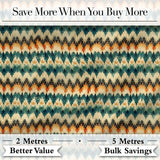 Abstract Watercolor Stripe Pattern in Teal Orange and Cream Seamless Pattern Digital Print Fabric by the Metre UK Sewing Quilting Textile