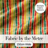 Vintage Distressed Stripe Pattern in Red Yellow and Teal Seamless Pattern Digital Print Fabric by the Metre UK Sewing Quilting Textile