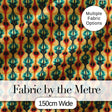 Elegant Ornamental Leaf Pattern in Teal Orange and Cream Seamless Pattern Digital Print Fabric by the Metre UK Sewing Quilting Textile