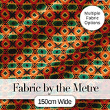 Bold Tribal Diamond Pattern in Orange Green and Black Seamless Pattern Digital Print Fabric by the Metre UK Sewing Quilting Textile