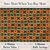 Bold Tribal Diamond Pattern in Orange Green and Black Seamless Pattern Digital Print Fabric by the Metre UK Sewing Quilting Textile