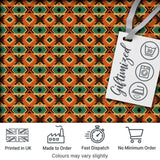 Bold Tribal Diamond Pattern in Orange Green and Black Seamless Pattern Digital Print Fabric by the Metre UK Sewing Quilting Textile