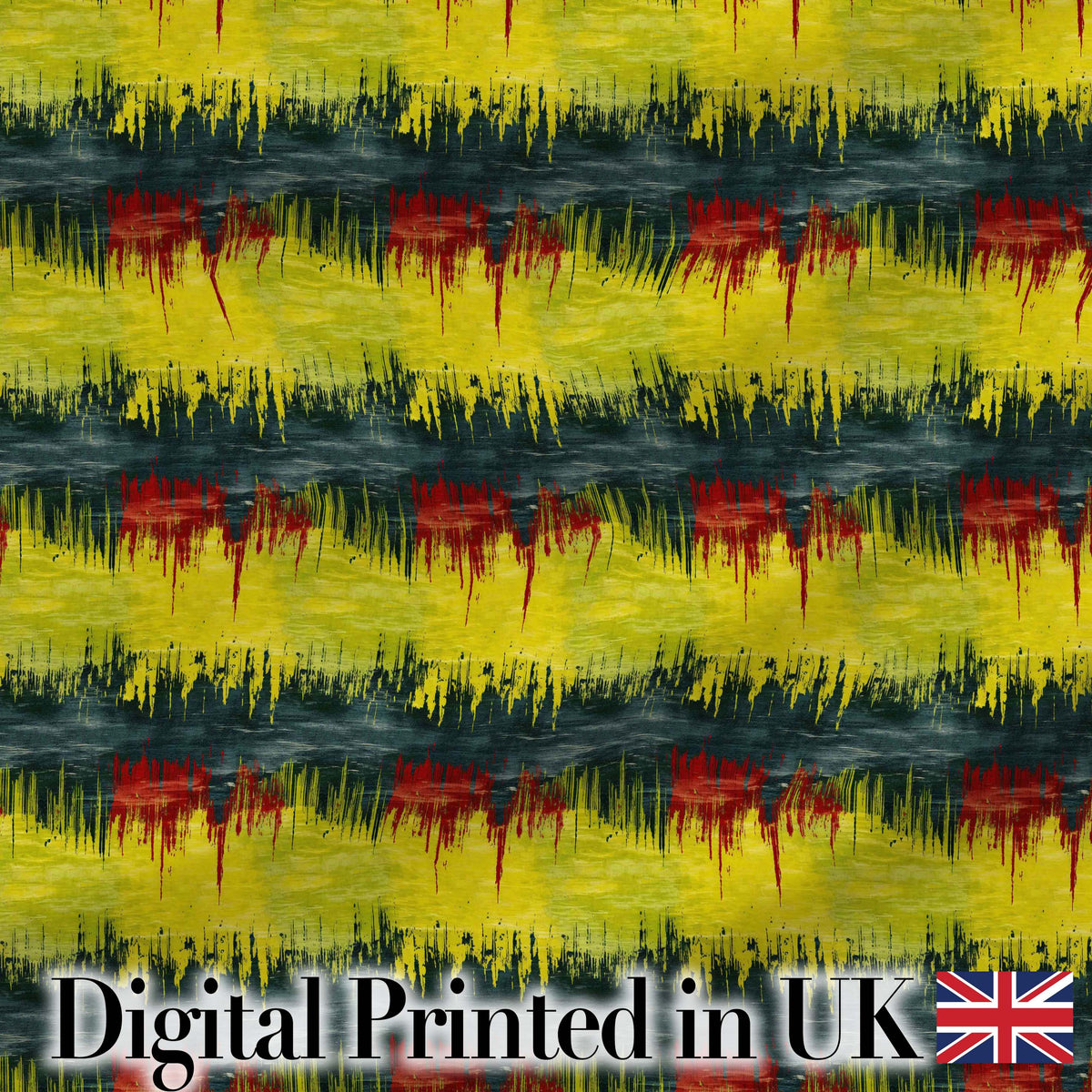Grunge Paint Stroke Pattern in Yellow Red and Black Seamless Pattern Digital Print Fabric by the Metre UK Sewing Quilting Textile