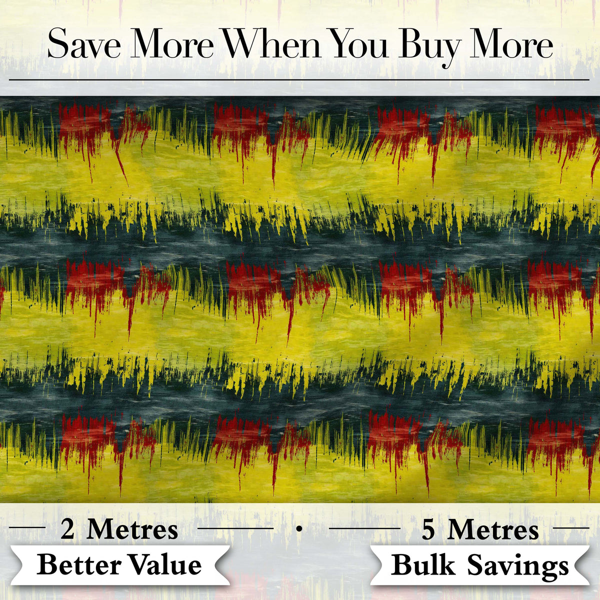 Grunge Paint Stroke Pattern in Yellow Red and Black Seamless Pattern Digital Print Fabric by the Metre UK Sewing Quilting Textile