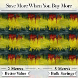 Grunge Paint Stroke Pattern in Yellow Red and Black Seamless Pattern Digital Print Fabric by the Metre UK Sewing Quilting Textile