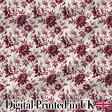 Vintage Burgundy Peony Floral Pattern on Cream Background Seamless Pattern Digital Print Fabric by the Metre UK Sewing Quilting Textile
