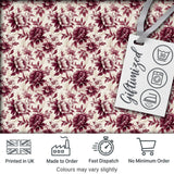 Vintage Burgundy Peony Floral Pattern on Cream Background Seamless Pattern Digital Print Fabric by the Metre UK Sewing Quilting Textile