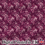 Dark Plum Botanical Floral Pattern with Soft Pink Accents Seamless Pattern Digital Print Fabric by the Metre UK Sewing Quilting Textile