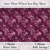 Dark Plum Botanical Floral Pattern with Soft Pink Accents Seamless Pattern Digital Print Fabric by the Metre UK Sewing Quilting Textile