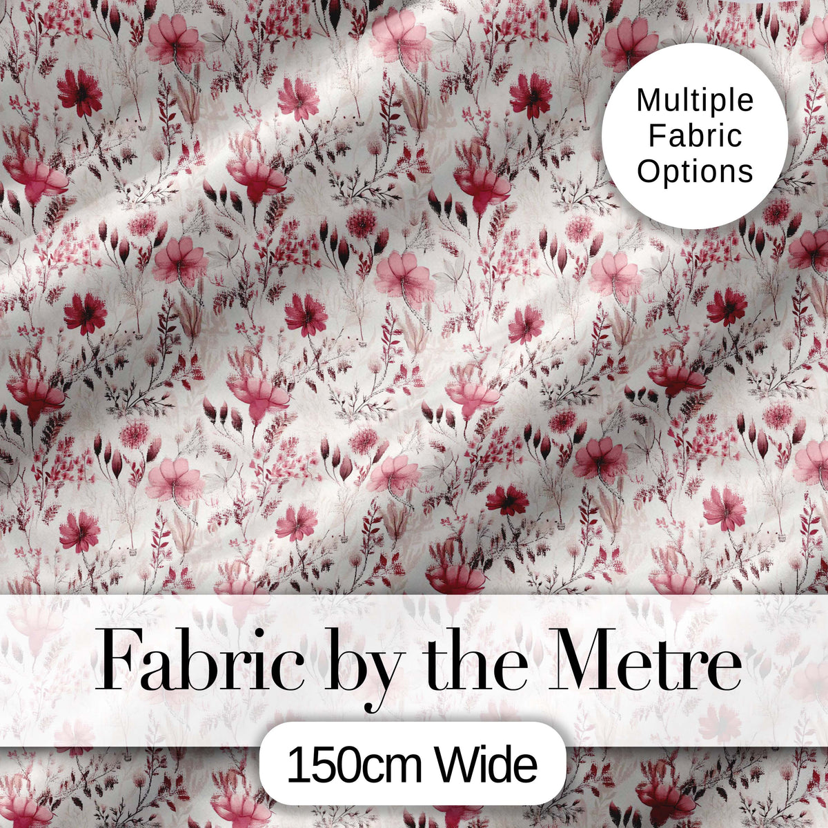 Autumn Botanical Floral Pattern in Burgundy and Neutral Tones Seamless Pattern Digital Print Fabric by the Metre UK Sewing Quilting Textile