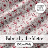 Autumn Botanical Floral Pattern in Burgundy and Neutral Tones Seamless Pattern Digital Print Fabric by the Metre UK Sewing Quilting Textile