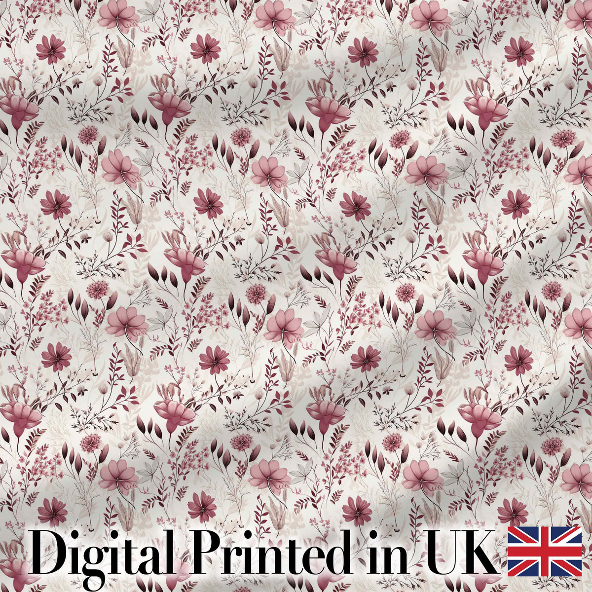Autumn Botanical Floral Pattern in Burgundy and Neutral Tones Seamless Pattern Digital Print Fabric by the Metre UK Sewing Quilting Textile