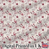 Autumn Botanical Floral Pattern in Burgundy and Neutral Tones Seamless Pattern Digital Print Fabric by the Metre UK Sewing Quilting Textile