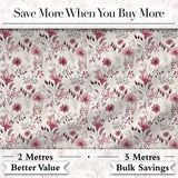 Autumn Botanical Floral Pattern in Burgundy and Neutral Tones Seamless Pattern Digital Print Fabric by the Metre UK Sewing Quilting Textile