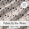 Neutral Wildflower Botanical Pattern with Burgundy Accents Seamless Pattern Digital Print Fabric by the Metre UK Sewing Quilting Textile