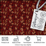 Rich Red and Gold Autumn Botanical Leaves Seamless Pattern Digital Print Fabric by the Metre UK Sewing Quilting Textile