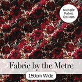 Bold Red Dahlia Floral Pattern with Neutral Leaves Seamless Pattern Digital Print Fabric by the Metre UK Sewing Quilting Textile