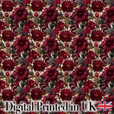 Bold Red Dahlia Floral Pattern with Neutral Leaves Seamless Pattern Digital Print Fabric by the Metre UK Sewing Quilting Textile