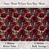 Bold Red Dahlia Floral Pattern with Neutral Leaves Seamless Pattern Digital Print Fabric by the Metre UK Sewing Quilting Textile
