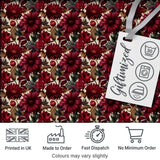 Bold Red Dahlia Floral Pattern with Neutral Leaves Seamless Pattern Digital Print Fabric by the Metre UK Sewing Quilting Textile