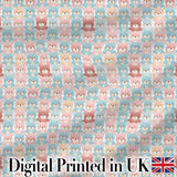 Pastel Teddy Bear Faces Repeating Pattern Seamless Digital Print Fabric by the Metre UK Sewing Quilting Textile